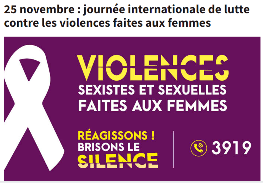 25 novembre 2022 : journée internationale de lutte contre les violences faites aux femmes
